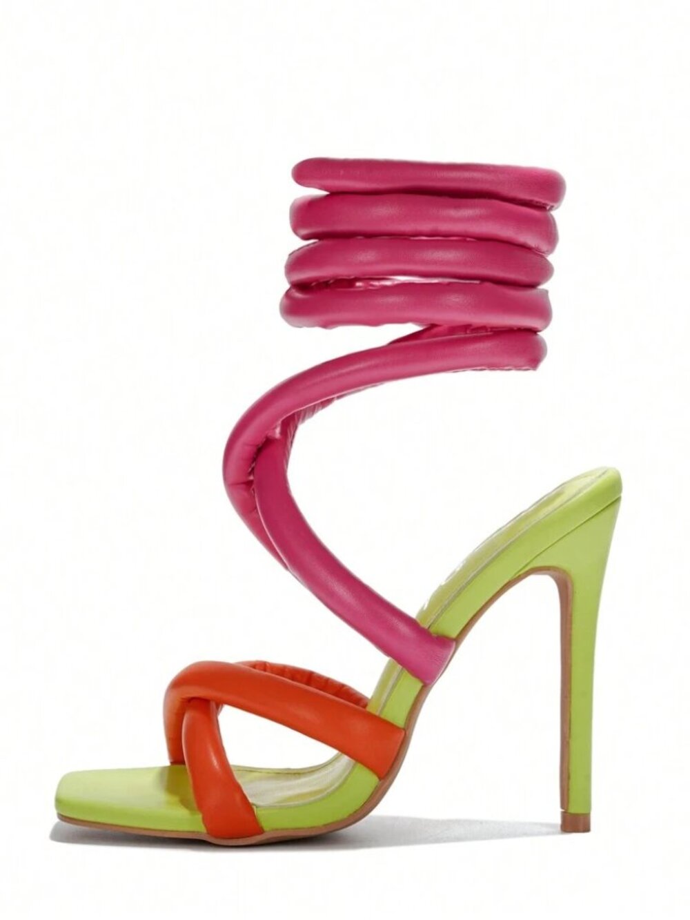Cape Robbin Astrid Colorblock Spiral Ankle Wrap Stiletto Heels